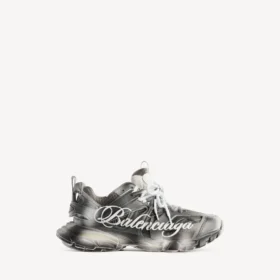 Dames-sneakers met stencil-logo in zwart/wit