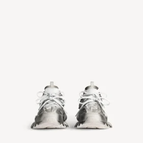 Dames-sneakers met stencil-logo in zwart/wit