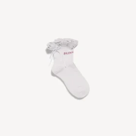 Dames sokken met strik in wit/roze