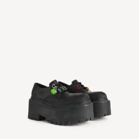 Dames Strike veterschoenen met bedeltjes in zwart/multicolor
