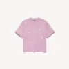 Dames-T-shirt met 520-stickers in medium pasvorm in oudroze/wit