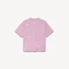 Dames-T-shirt met 520-stickers in medium pasvorm in oudroze/wit