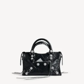 Dames tas ‘City’ klein met grote studs en strass-steentjes in zwart