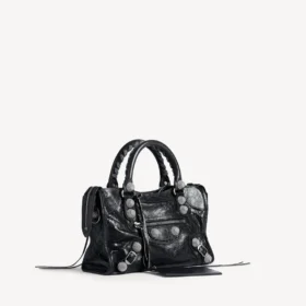Dames tas ‘City’ klein met grote studs en strass-steentjes in zwart