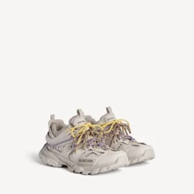 Dames-track-sneaker met veters in taupe/geel/paars/bruin/zwart