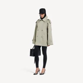 Dames-trenchcoat met dubbele rij knopen in lichtbeige