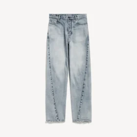 Damesjeans met gedraaide naden in bleek lichtblauw