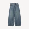 Damesjeans met laag kruis en baggy pasvorm in vuil vintage blauw