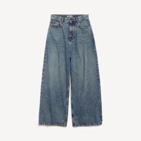 Damesjeans met laag kruis en baggy pasvorm in vuil vintage blauw