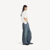 Damesjeans met laag kruis en baggy pasvorm in vuil vintage blauw