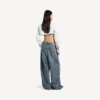 Damesjeans met laag kruis en baggy pasvorm in vuil vintage blauw