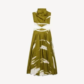 Damesjurk met uitgesneden details in khaki