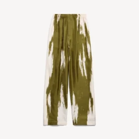 Damespyjama-broek met ‘brush scratch’-print in kaki