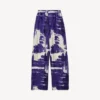 Damespyjama-broek met penseelprint in blauw