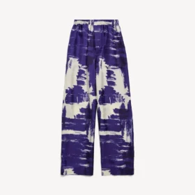 Damespyjama-broek met penseelprint in blauw