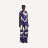 Damespyjama-broek met penseelprint in blauw