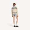 Damestrui met boothals in marineblauw/wit