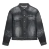 Denim-jasje met logo op de rug, ruime pasvorm “Fake Wash Black” 620728TIW435720