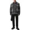 Denim-jasje met logo op de rug, ruime pasvorm “Fake Wash Black” 620728TIW435720