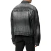 Denim-jasje met logo op de rug, ruime pasvorm “Fake Wash Black” 620728TIW435720