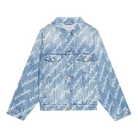 Denimjas met all-over scriptlogo “Light Blue White” 681690TJW904200