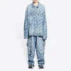 Denimjas met all-over scriptlogo “Light Blue White” 681690TJW904200
