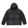 Denimjas met capuchon en knopen in gebleekt effect “Black” 724653TNW541129