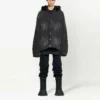 Denimjas met capuchon en knopen in gebleekt effect “Black” 724653TNW541129