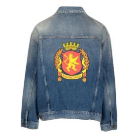 Denimjas met embleempatch op de rug “Blue” 697781TBP484455