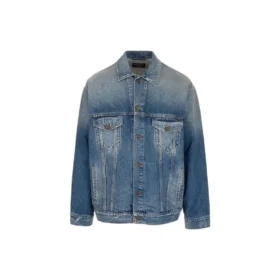 Denimjas met embleempatch op de rug “Blue” 697781TBP484455