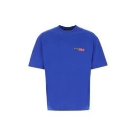 Effen kleur, casual, comfortabel katoen, groot, korte mouwen, blauw 612966TIVD14066