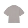 Effen kleur met alfabetprint, ronde hals, korte mouwen, unisex, grijs 661715TKVD58174