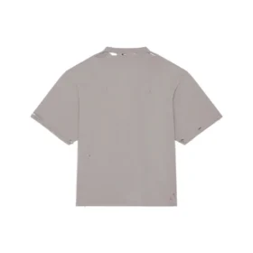 Effen kleur met alfabetprint, ronde hals, korte mouwen, unisex, grijs 661715TKVD58174