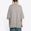Effen kleur met alfabetprint, ronde hals, korte mouwen, unisex, grijs 661715TKVD58174
