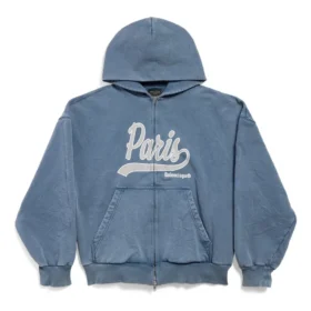 Enjoy Paris Hoodie met volledige rits, normale pasvorm “Faded Blue” 803264TRVL99340