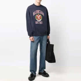 Est. 1917 Sweatshirt met ronde hals en collegelogo-print “Navy” 676629TLV908067