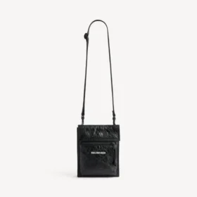 Explorer-etui voor heren met riempje, klein, in zwart