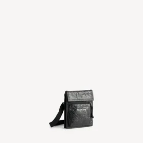 Explorer-etui voor heren met riempje, klein, in zwart