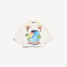 Extreem tie-dye bowlingshirt voor dames in wit/geel