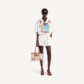 Extreem tie-dye bowlingshirt voor dames in wit/geel