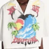 Extreem tie-dye bowlingshirt voor dames in wit/geel