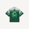 Extreme tie-dye bowling-shirt met korte mouwen voor heren in groen/wit