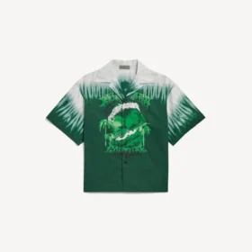 Extreme tie-dye bowling-shirt met korte mouwen voor heren in groen/wit
