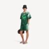 Extreme tie-dye bowling-shirt met korte mouwen voor heren in groen/wit