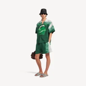 Extreme tie-dye bowling-shirt met korte mouwen voor heren in groen/wit