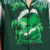Extreme tie-dye bowling-shirt met korte mouwen voor heren in groen/wit