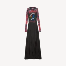 Extreme tie-dye jurk met lange mouwen voor dames in zwart