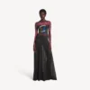 Extreme tie-dye jurk met lange mouwen voor dames in zwart