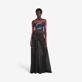 Extreme tie-dye jurk met lange mouwen voor dames in zwart