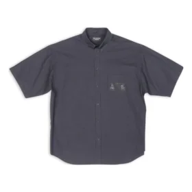 Fashion Institute overhemd met korte mouwen, ruime pasvorm “Dark Grey” 703846TYB181270